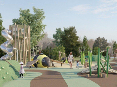 В парке 50-летия Октября закладывают основу для дорожек