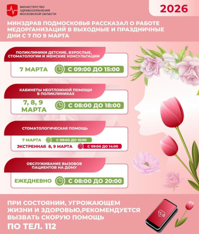 В Подмосковье определён график работы медучреждений в праздничные выходные