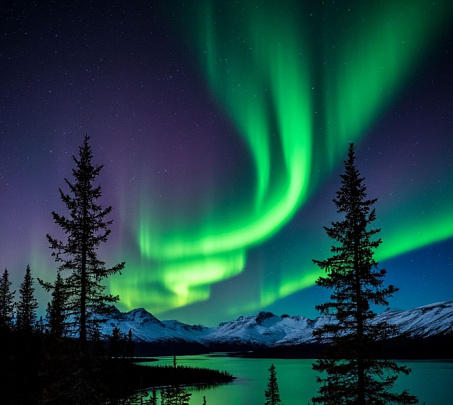 Полярное сияние в ноябрьскую ночь