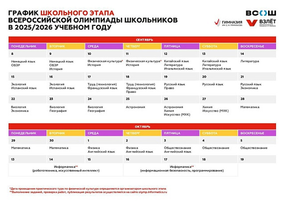 Стартует школьный этап Всероссийской олимпиады